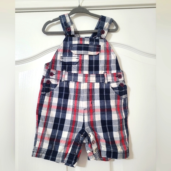 Other - 💥3/$24 Mommy&Me Red, White,‎ And Blue Plaid  Shortalls
